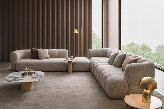 Acro Curved Boucle Sectional Sofa