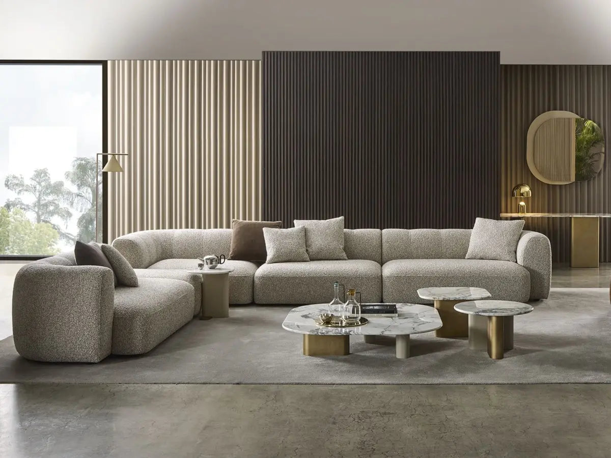Acro Curved Boucle Sectional Sofa