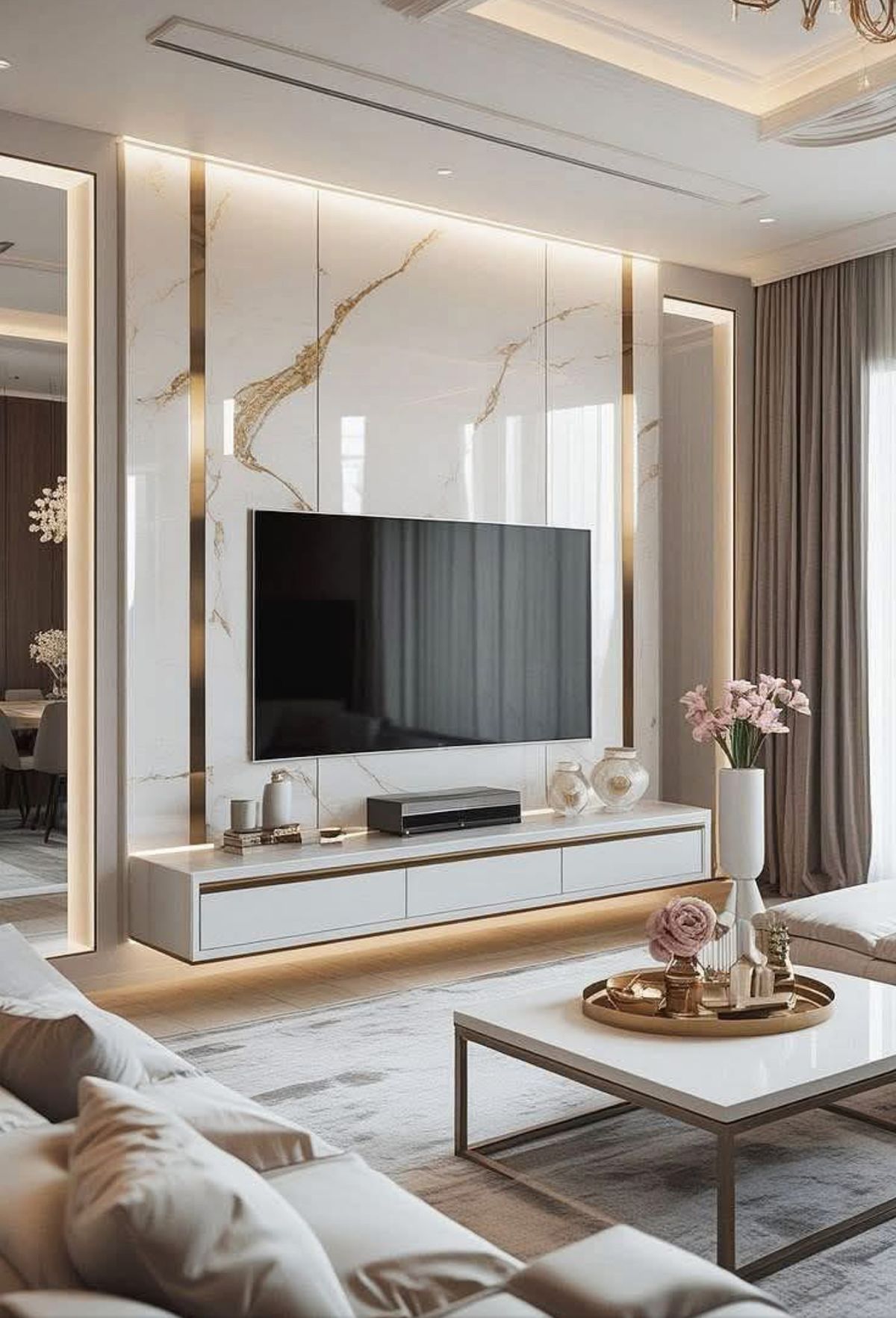 The Luxe Marble & Gold Media Wall