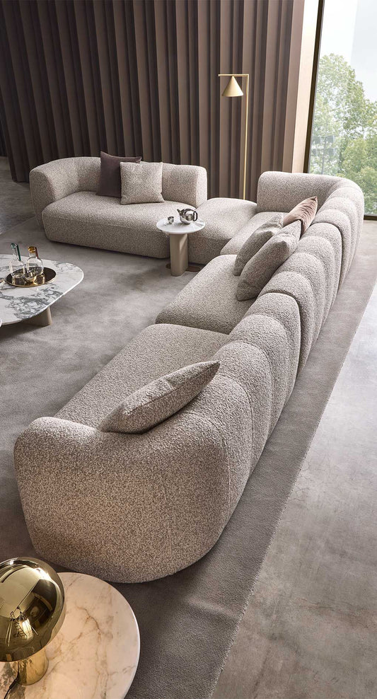 Acro Curved Boucle Sectional Sofa