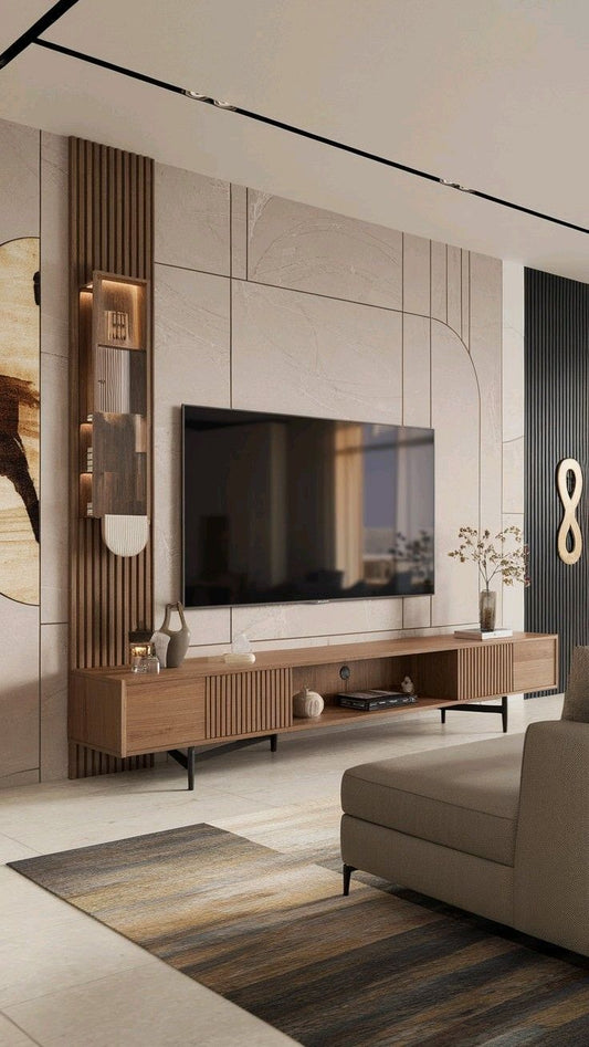 The Contemporary Wood & Stone Media Wall