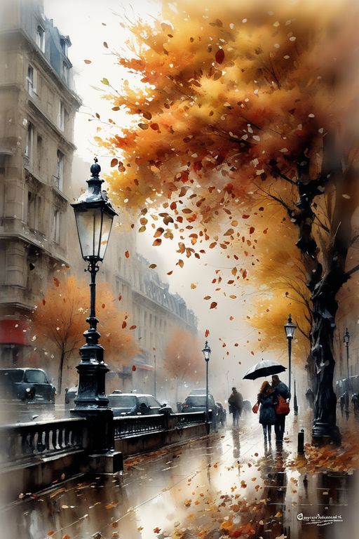 Rainy Autumn Cityscape